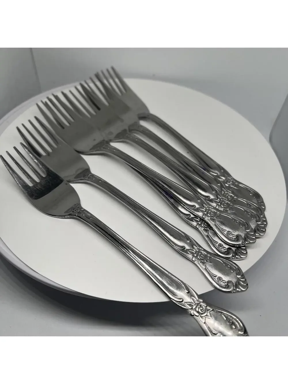 Hull Stainless Steel Lady Dauphine Salad Forks Set of  8